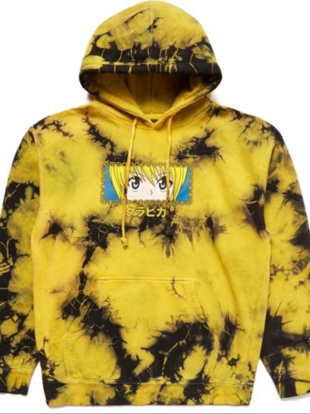 NEW Hypland × Hunter x Hunter Kurapika Yellow and Black Tie-Dye Graphic Hoodie